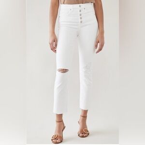 Veronica Beard Ryleigh Slim Straight High Rise White Jeans - Size 25/0
